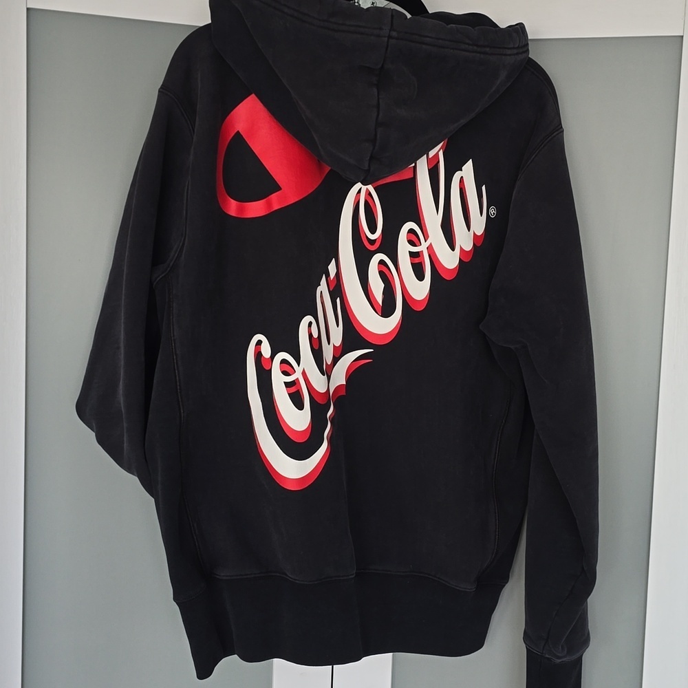 Champion Reverse Weave Coca Cola Sweater Adult Large Black Hoodie Sweatshirt